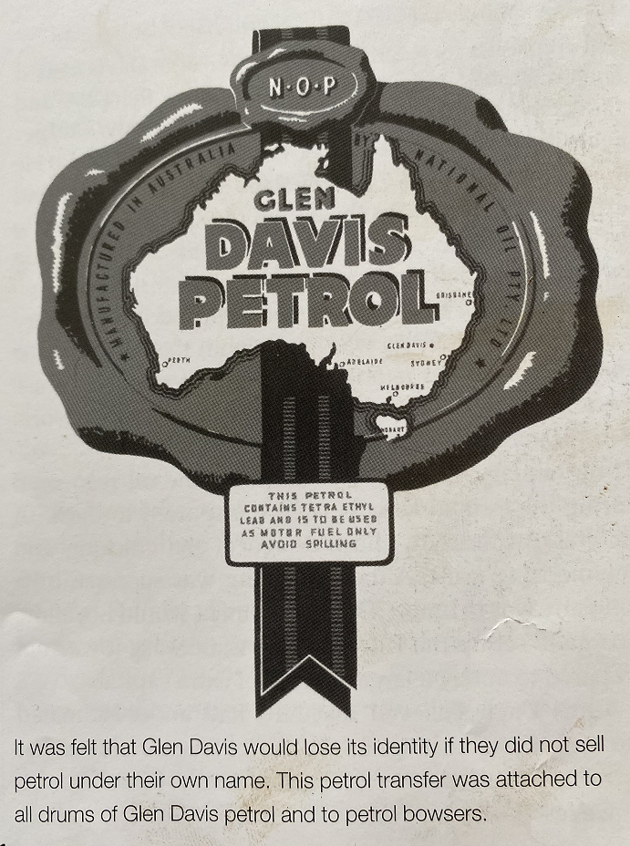 The logo that Glen Davis petrol was marketed under with the words