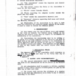 Page 2 of the original 1952 Rules of Capertee and District Progress Association. The page It sets out clauses 3 to 6(c) and has amendments to the financial year and rates clauses.
