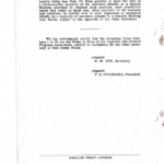 Page 8 of the original 1952 Rules of Capertee and District Progress Association. The page It sets out clause 24 and has been signed as certification of the rules by RM Cox and TG O’Farrell.