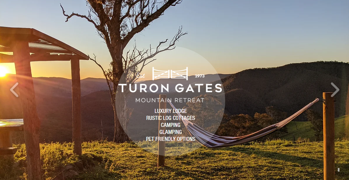 Picture for Turon gates, Capertee NSW. Covered picnic table and hammock in foreground.